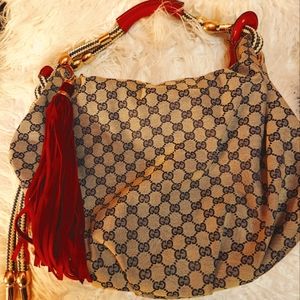 GUCCI Monogram Acapulco Medium Hobo Navy